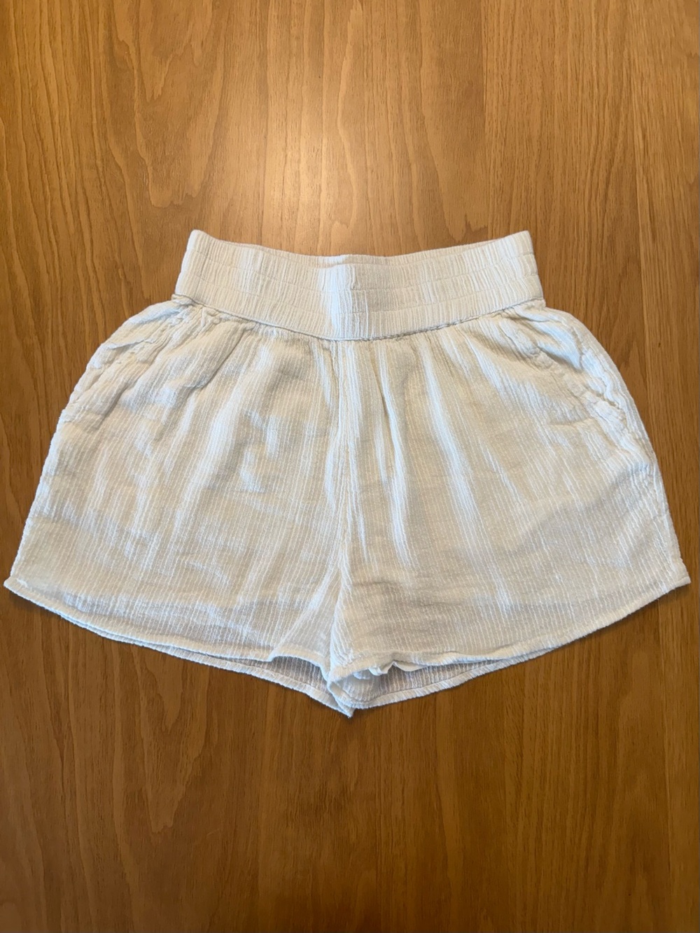 Billabong White High-Waist Elastic Linen Shorts